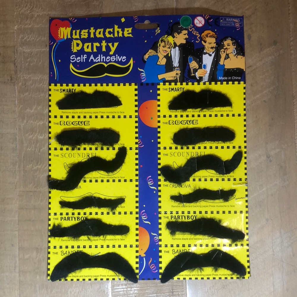 🥸 Mustache Party Self Adhesive Halloween 🎃 Costume Props NWT 🥸